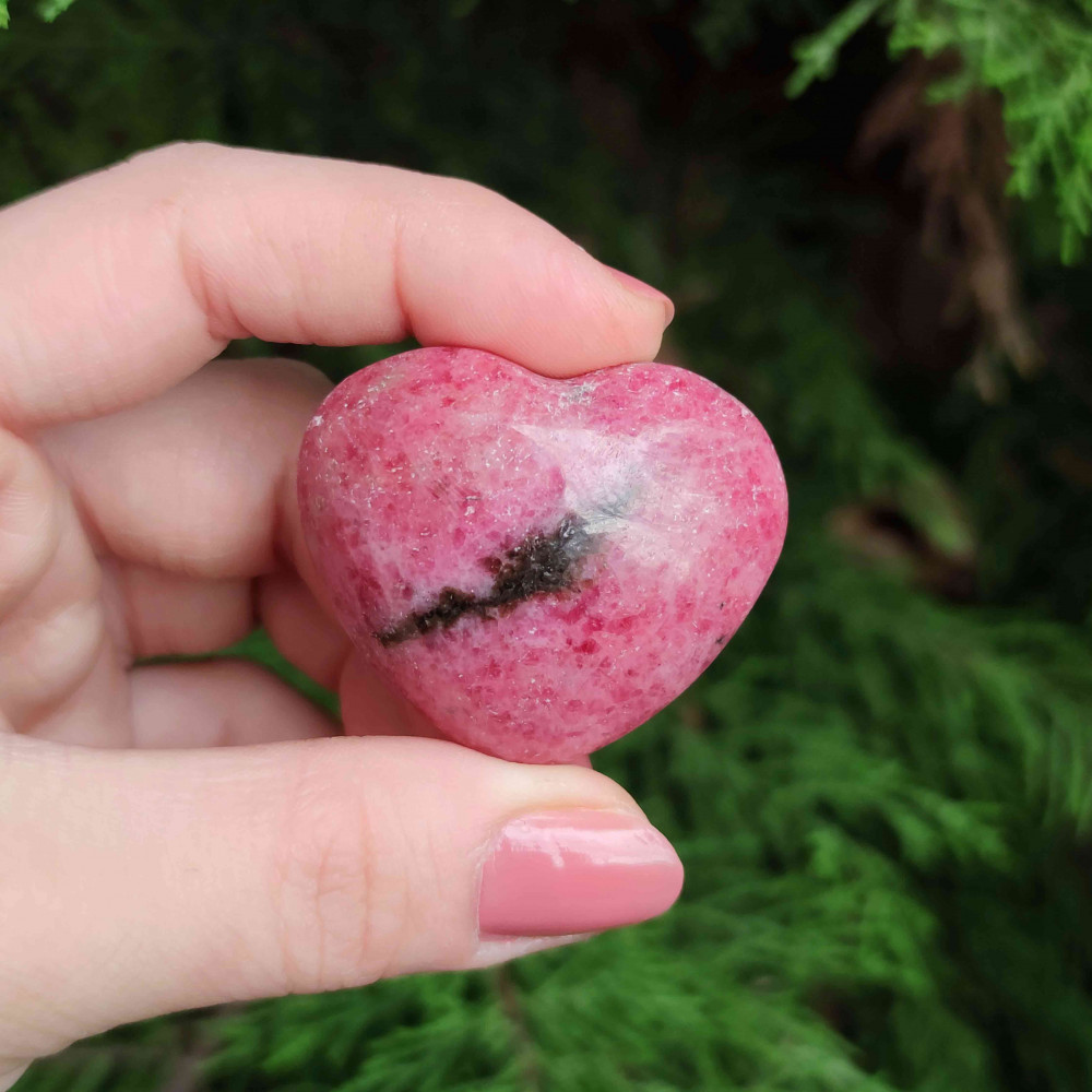 Natural Rhodonite Stone - Heart Shape