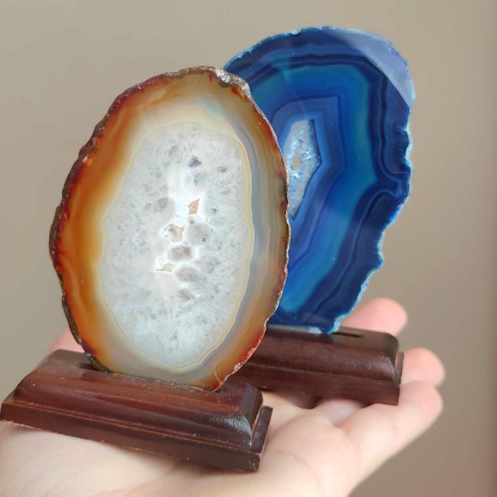 Natural Blue Slice Agate Stone Piece - Raw Shape