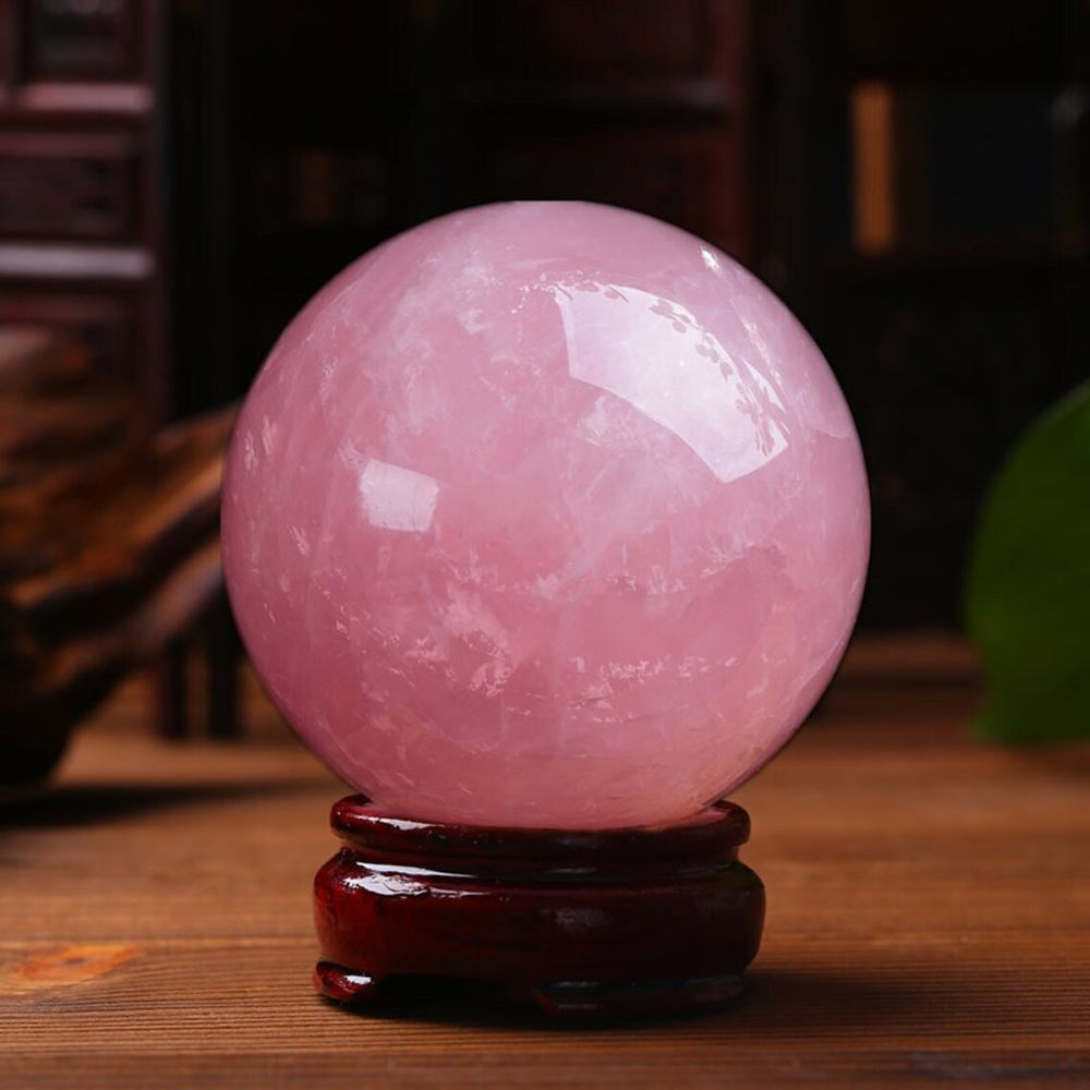 Natural Rose Quartz Ball , Healing Crystal Ball