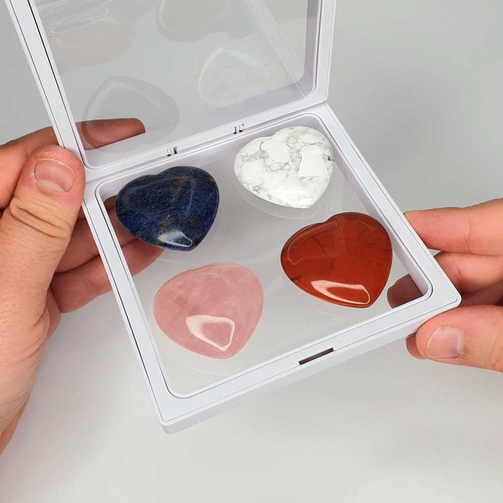 Heart Stone Collection 5 - Contains 4 Different Hearts , Howlite - Japer - Rose Quartz - Sodalite