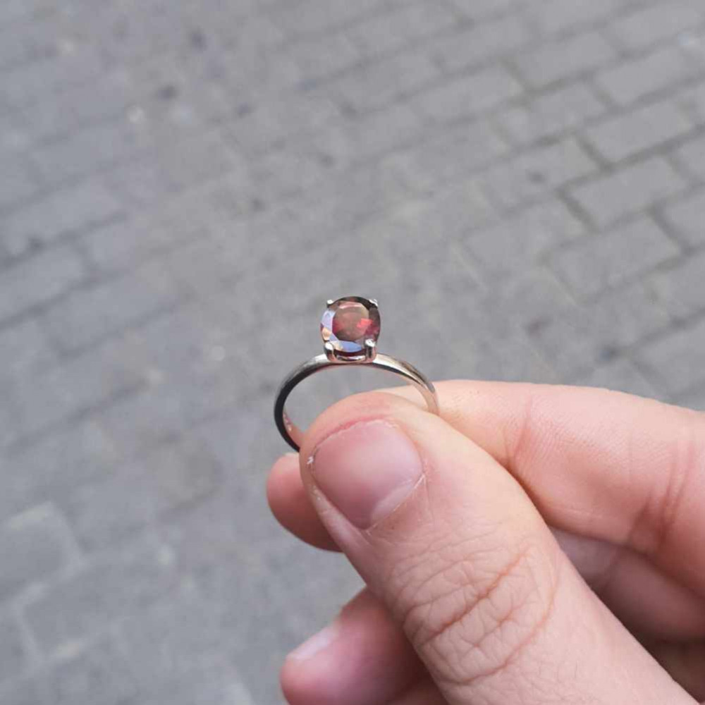 925 Silver Rhodonite Stone Ring 