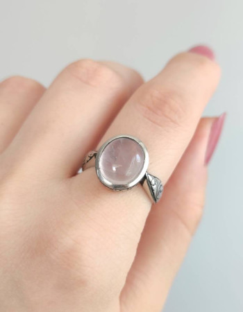 925 Ayar Gümüş Pembe kuvars Yüzük