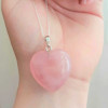 925 Silver Natural Rose Quartz Stone Pendant - Heart of love