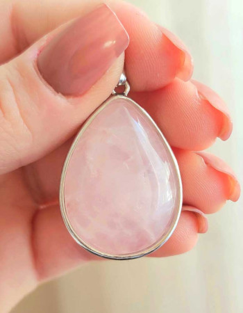 Pembe kuvars Taşı Kolye