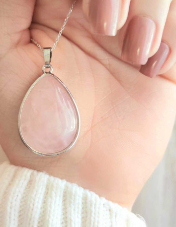 Pembe kuvars Taşı Kolye