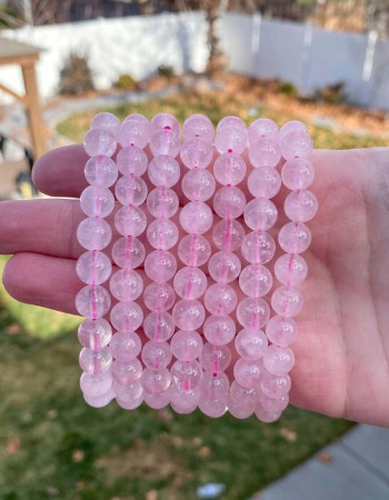 8mm Pembe kuvars Taşi Bileklik