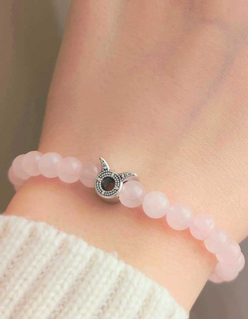 6mm Doğal Pembe kuvars Bileklik - Bilekliğe Burç Eklenebilir