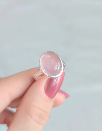 925 Ayar Gümüş Pembe kuvars Yüzük