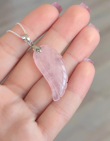 925 Ayar Gümüş Pembe kuvars Kolye
