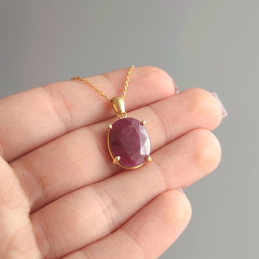 925 Silver Natural Red Ruby Stone Pendant