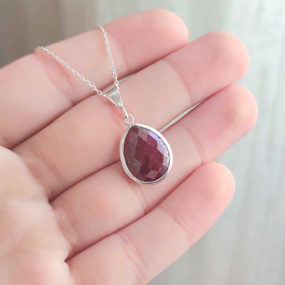 925 Silver Natural Red Ruby Stone Pendant