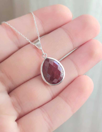 925 Silver Natural Red Ruby Stone Pendant
