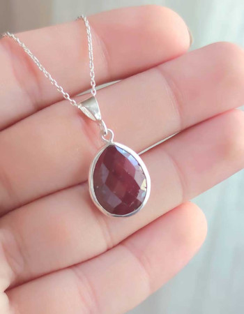 925 Silver Natural Red Ruby Stone Pendant