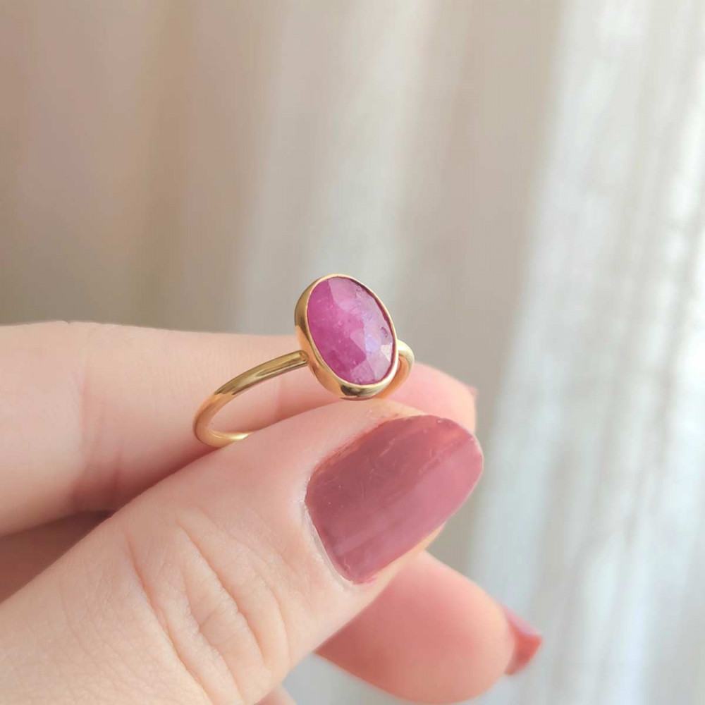 Oval Ruby Gemstone Ring – Gabi The Label