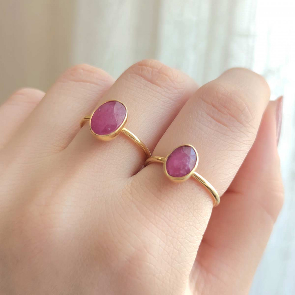 925 Silver Natural Red Ruby Stone Ring