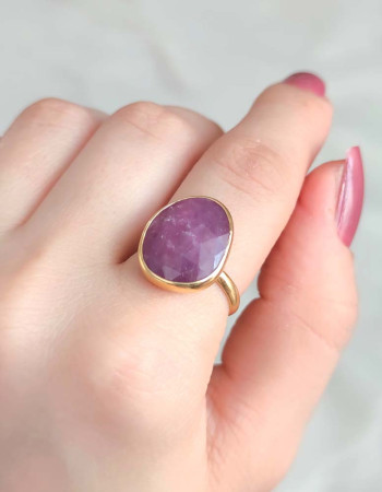 925 Silver Natural Red Ruby Stone Ring
