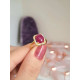 925 Silver Natural Red Ruby Stone Ring - Zircon Around