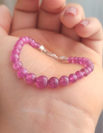 925 Silver Natural Red Ruby Stone Bracelet