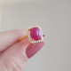 925 Silver Natural Red Ruby Stone Ring - Zircon Around