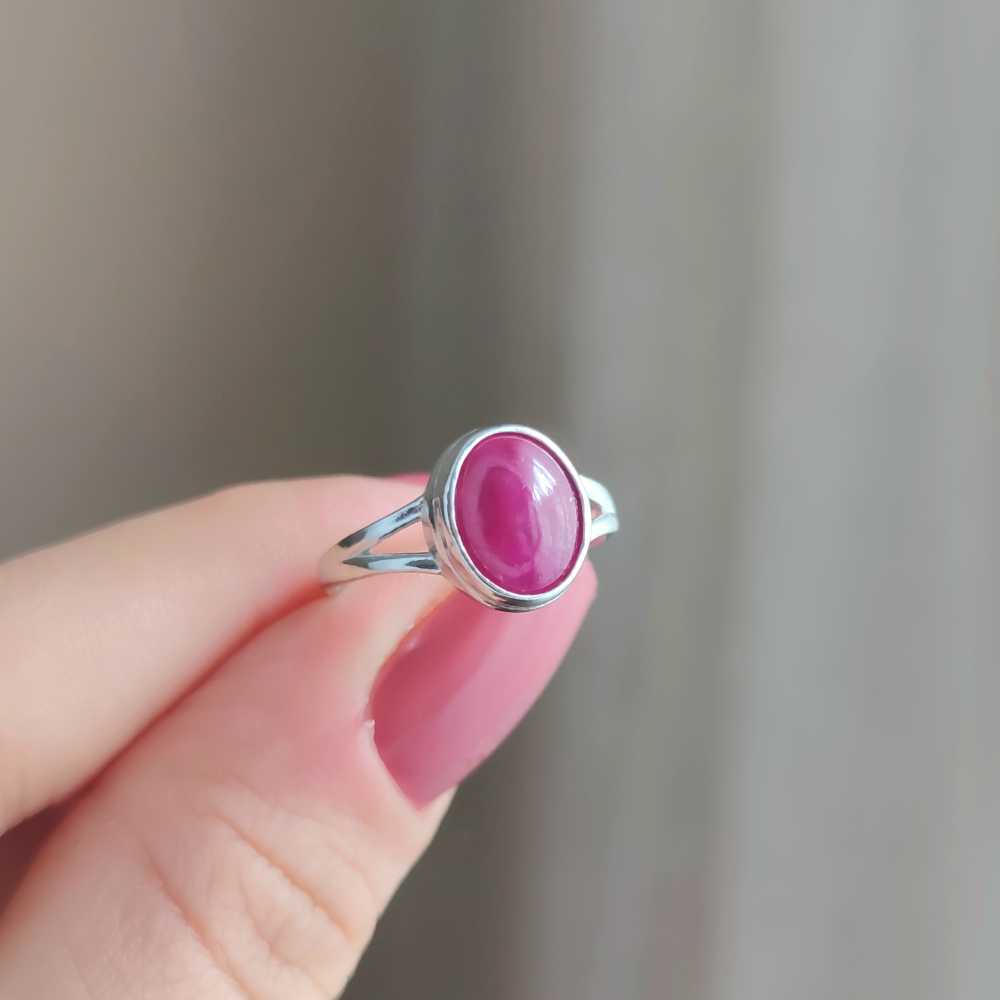 925 Silver Natural Red Ruby Stone Ring - No : 1200
