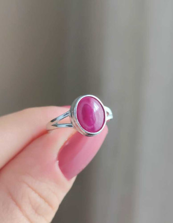 925 Silver Natural Red Ruby Stone Ring - No : 1200