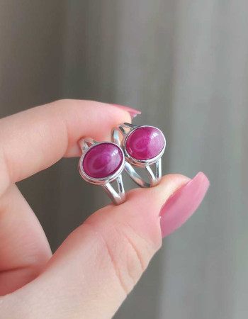 925 Silver Natural Red Ruby Stone Ring - No : 1200
