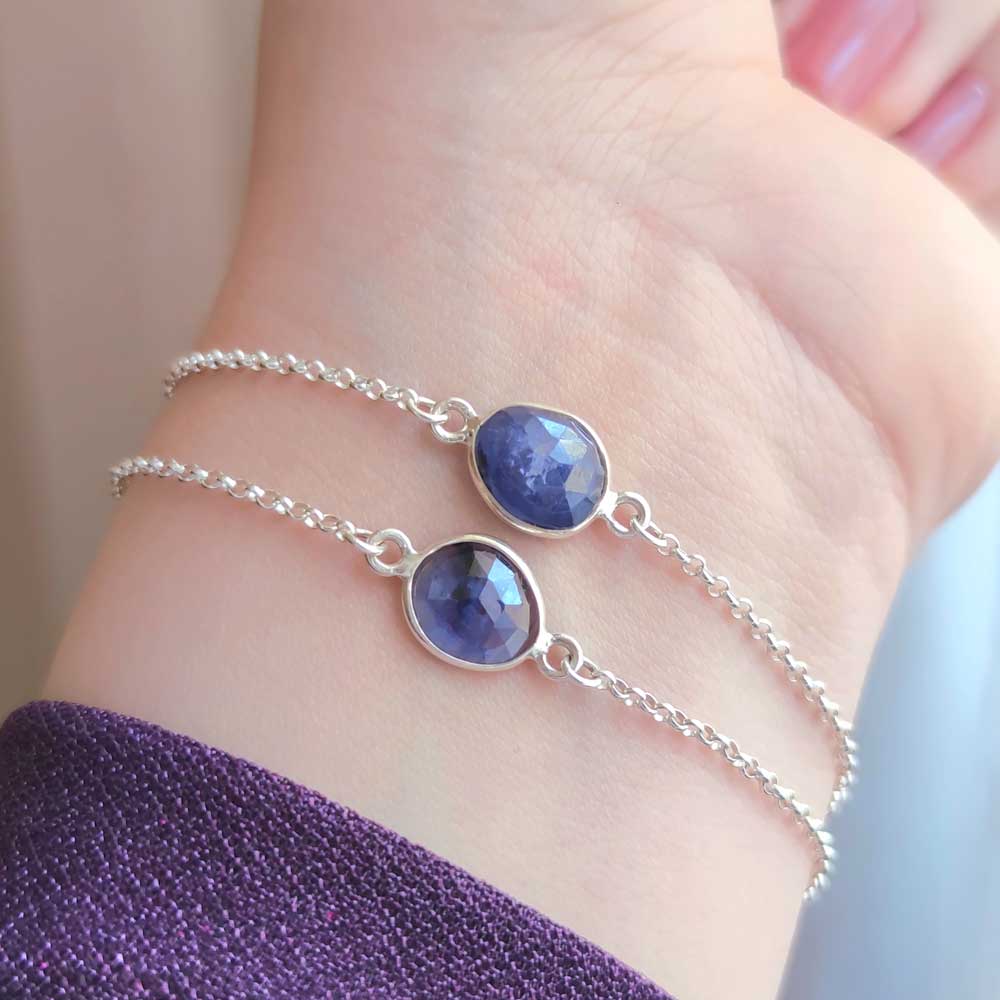 925 Sterling Silver Blue Sapphire stone Bracelet