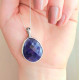 925 Sterling Silver Blue Sapphire stone Pendant - Drop Shape