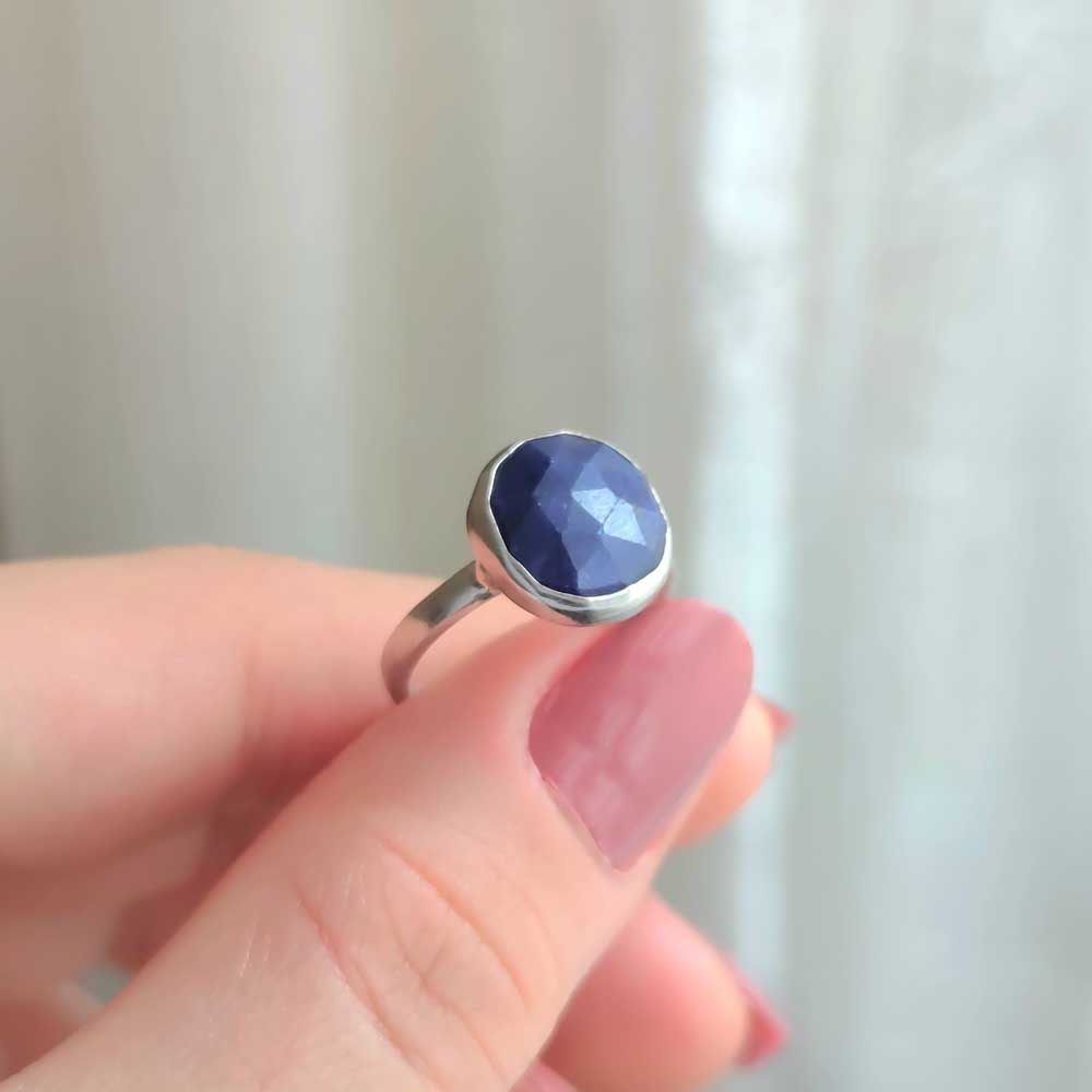 925 Sterling Silver Blue Sapphire stone Ring