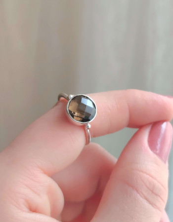 925 Silver Natural Smoky Quartz Stone Ring