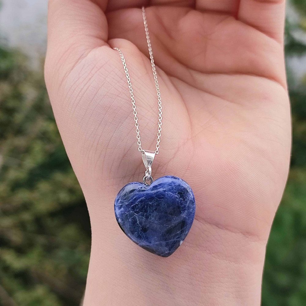 Natural Sodalite Stone Pendant - Heart of Love