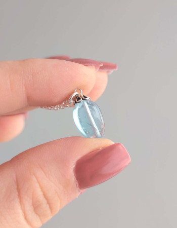 925 Ayar Gümüs Mavi Topaz Taşi Kolye