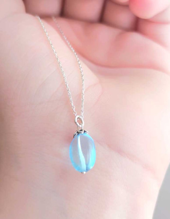925 Ayar Gümüs Mavi Topaz Taşi Kolye