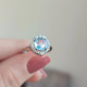 925 Silver Rare Blue Topaz Stone Ring - Zircon Around