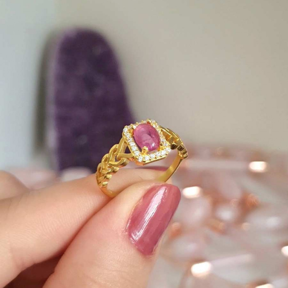 925 Silver Natural Pink Tourmaline Ring