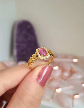 925 Ayar Gümüs Pembe Turmalin Taşı Yüzük