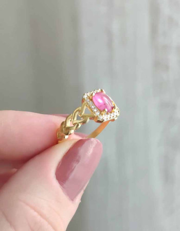925 Ayar Gümüs Pembe Turmalin Taşı Yüzük