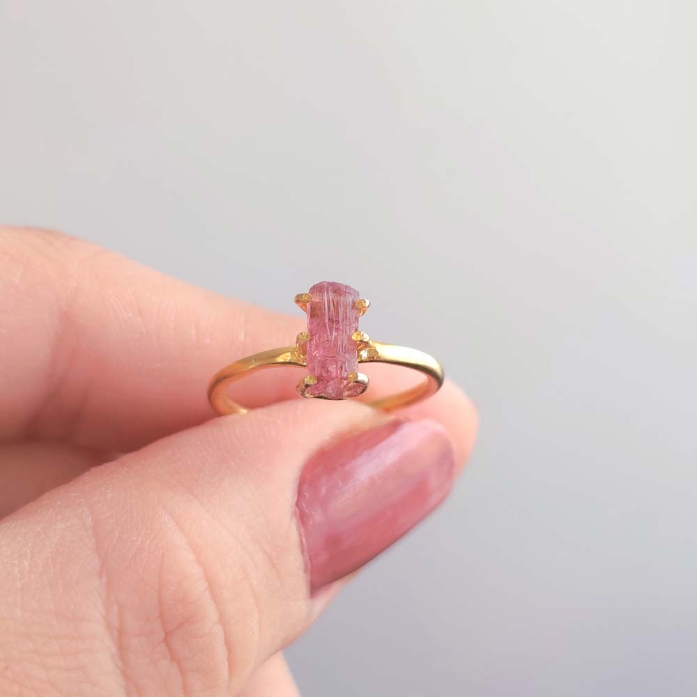 925 Silver Natural Pink Tourmaline Ring
