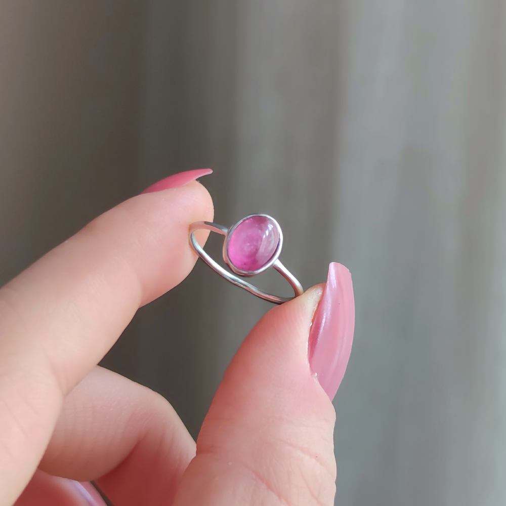 925 Silver Natural Pink Tourmaline Ring - No : 1300