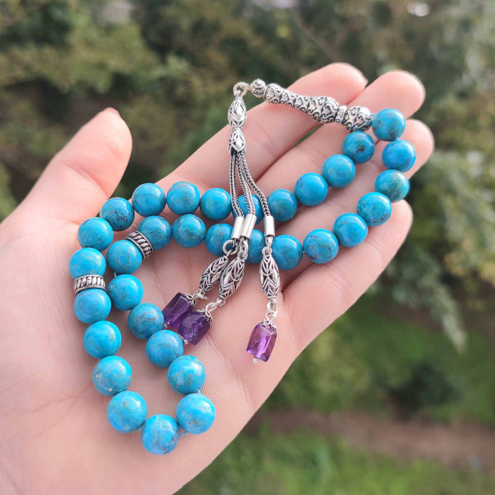 925 Silver Natural Turquoise Stone Rosary