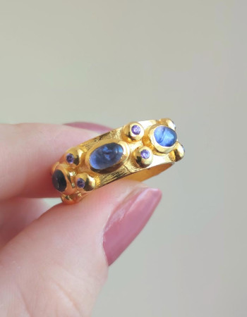 925 Sterling Silver iolite Stone Ring - No:6600