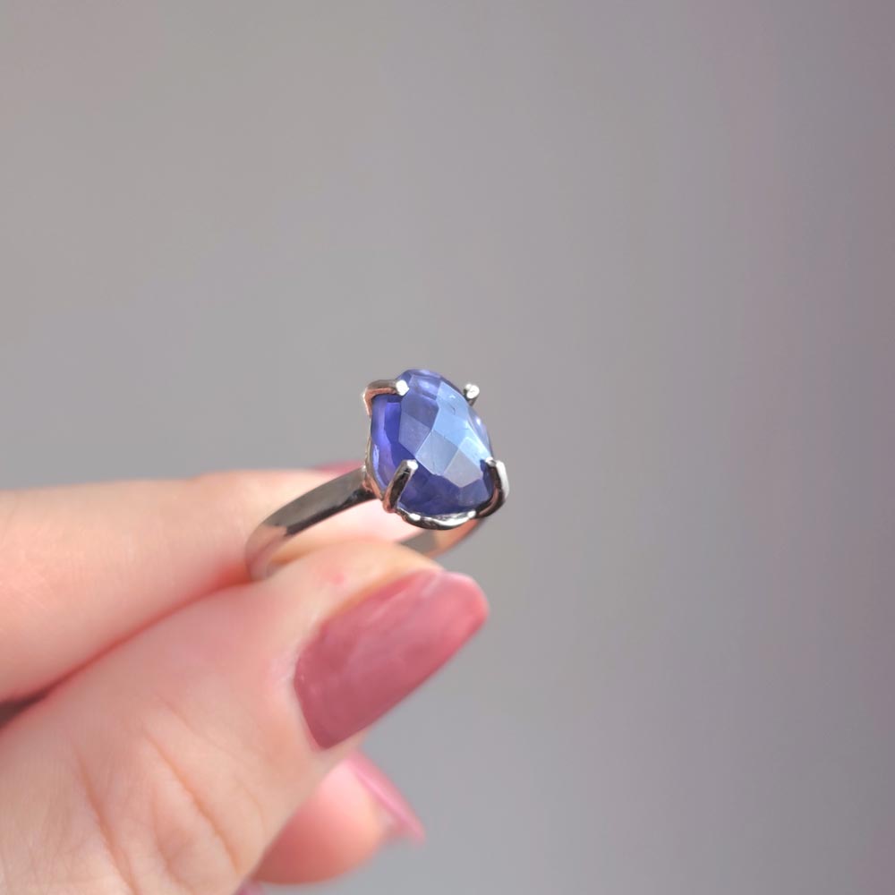 925 Sterling Silver iolite Stone Ring